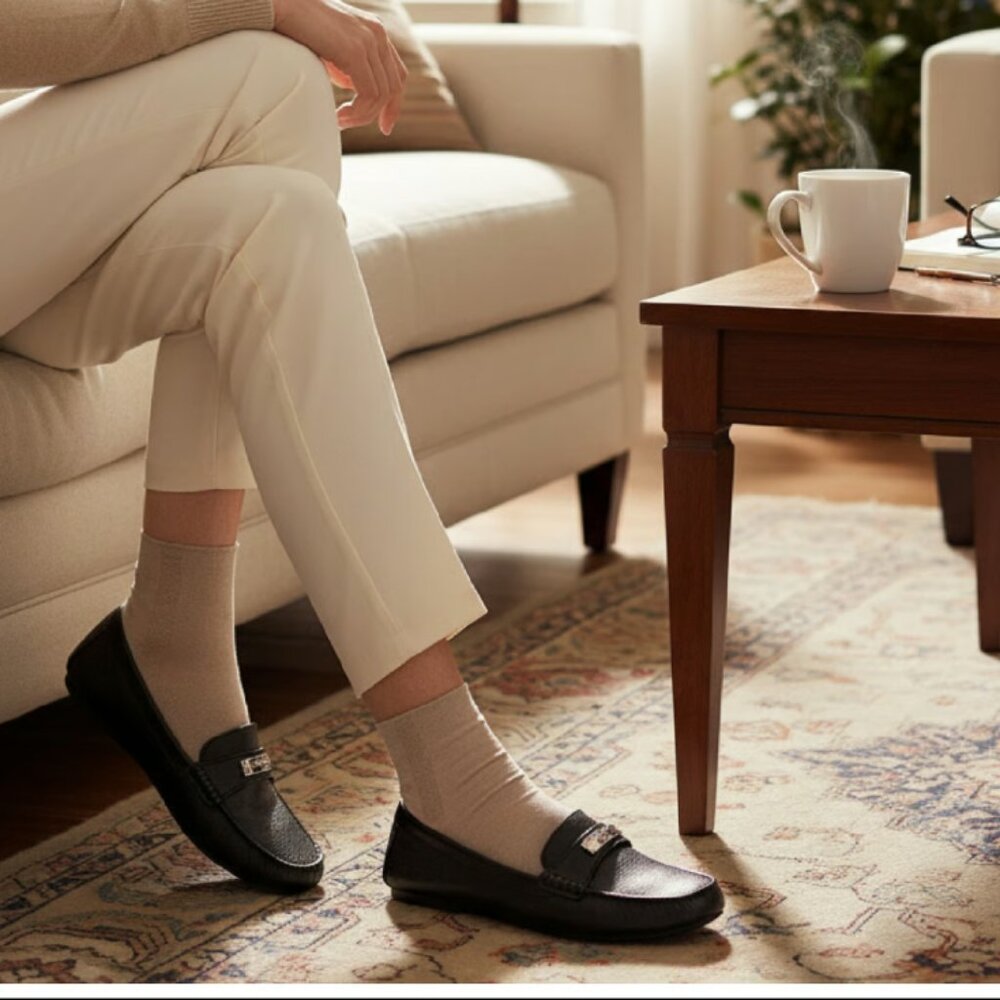 Coach Fredrica  Black Leather Slip On Loafers Size 9